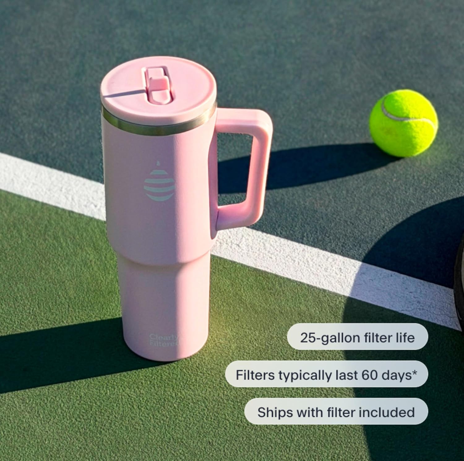 Clearly Filtered Water Bottle | Removes 200+ Contaminants, Double-Wall Insulated Stainless Steel, BPA/BPS Free, Phthalate Free, Filters Flouride Lead Chlorine (40oz, Blush)