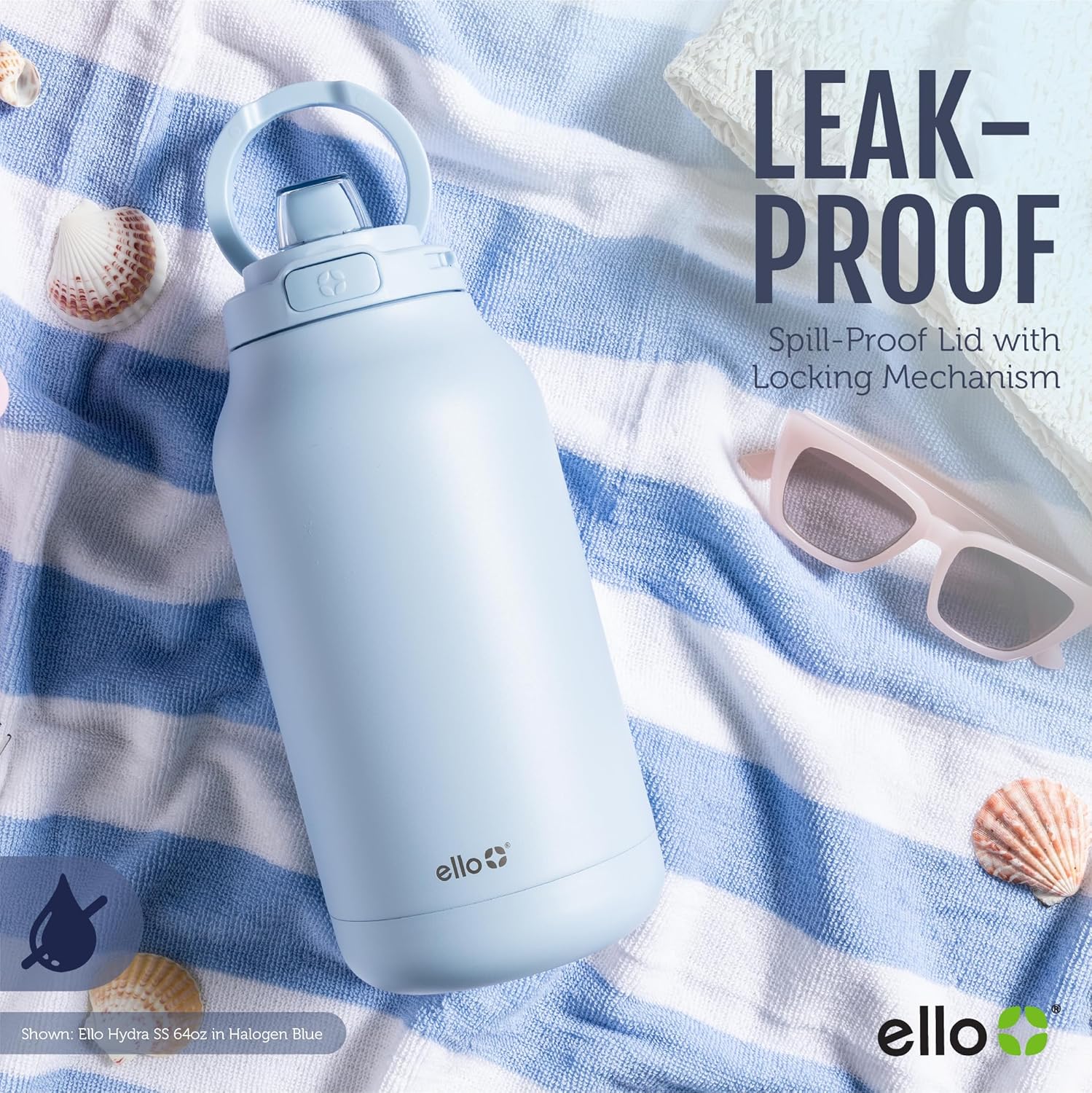 Ello Hydra 64oz Half Gallon Vacuum Insulated Stainless Steel Jug with Locking